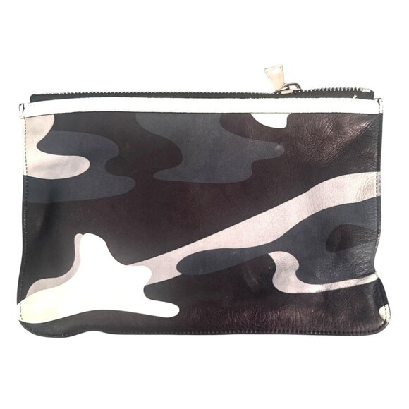 Proenza Schouler Camouflage Leather Pouch Blue Interior 11"x8" Travel Bag Unisex - Picture 1 of 5